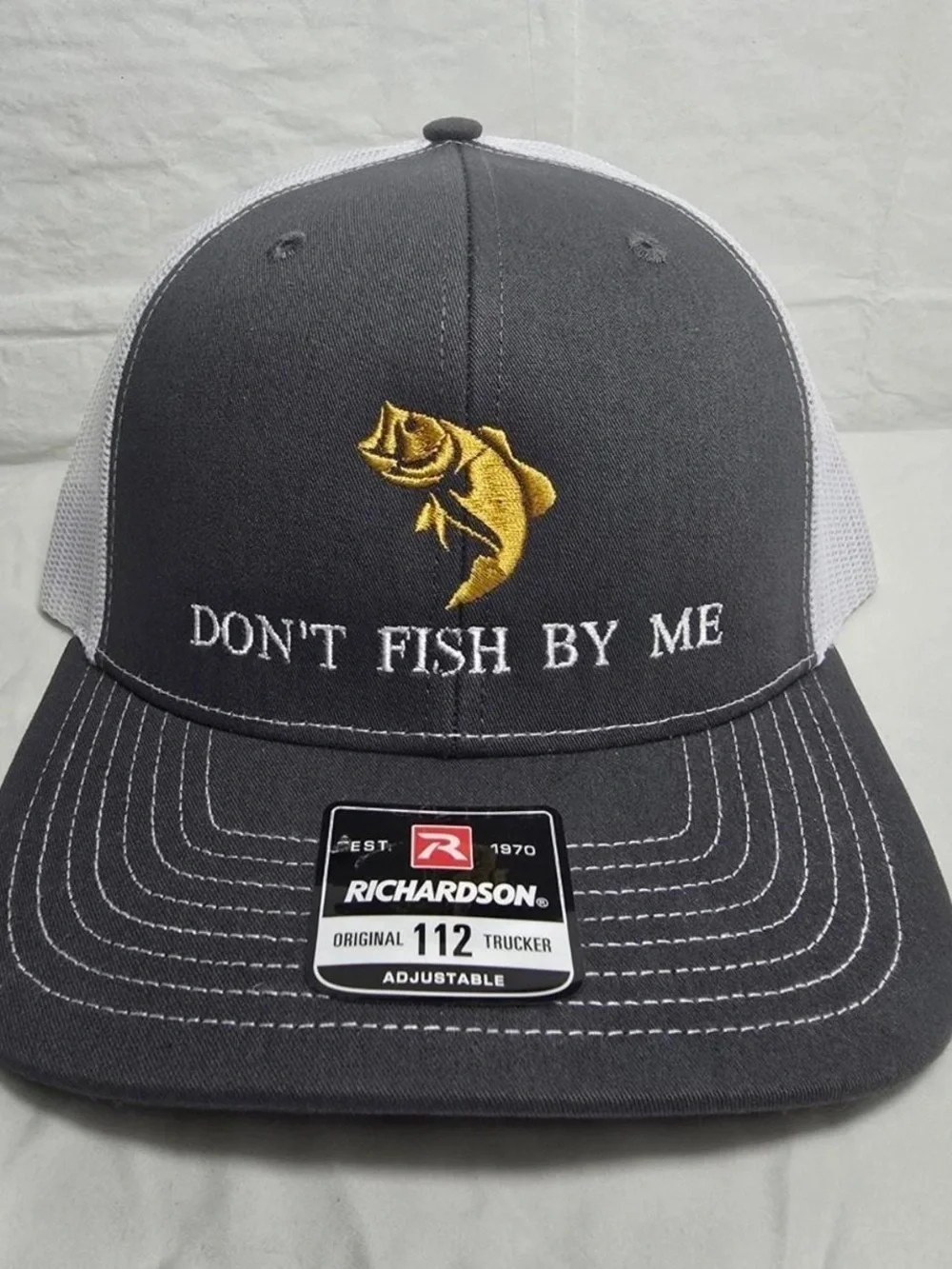 Don’t Fish By Me Richardson 112 Trucker Hat Charcoal White Snapback Fishing Cap